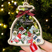 Thumbnail for Personalized Shaker Ornament - Christmas Gift For Family - Santa Sack Ornament With Names FC