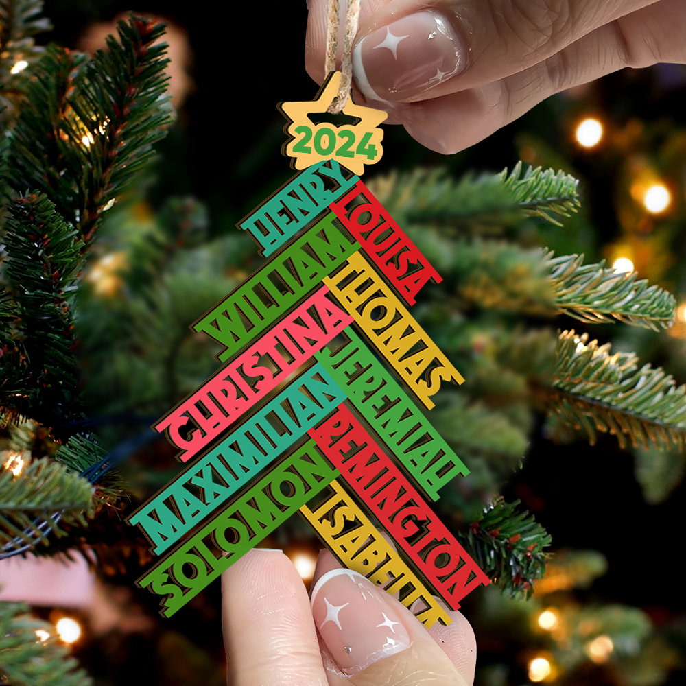 Personalized Wooden Ornament Cutout - Christmas Gift For Family - 2023 Family Christmas Tree FC