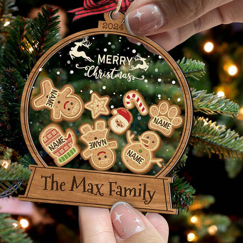 Personalized Shaker Ornament - Christmas Gift For Family - Happy Gingerbread Family FC