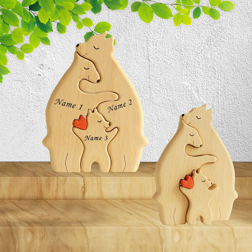 Personalized Wooden Bear Family Puzzle - Gift For Family - Handcrafted Room Decor YHN