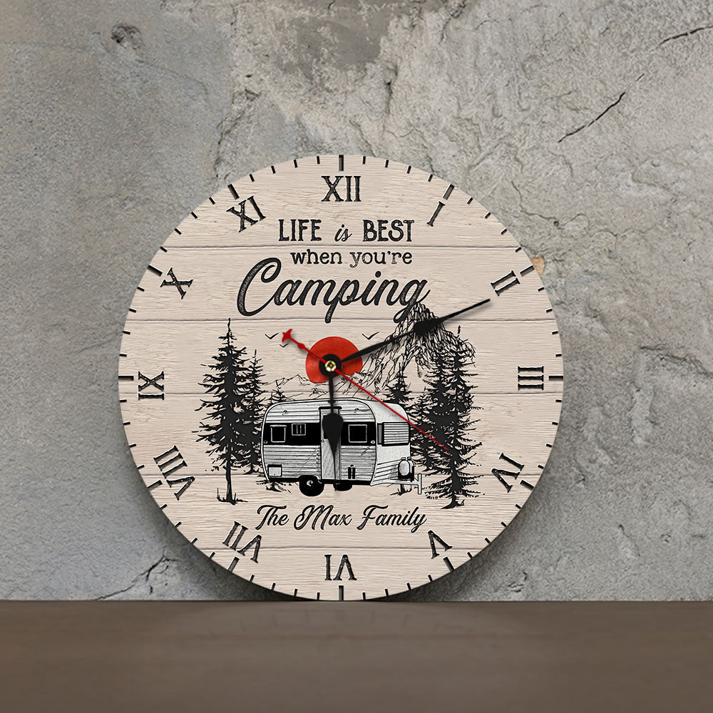 Custom Life Is Better When You're Camping Wall Wooden Clock, Gift For Camper FC