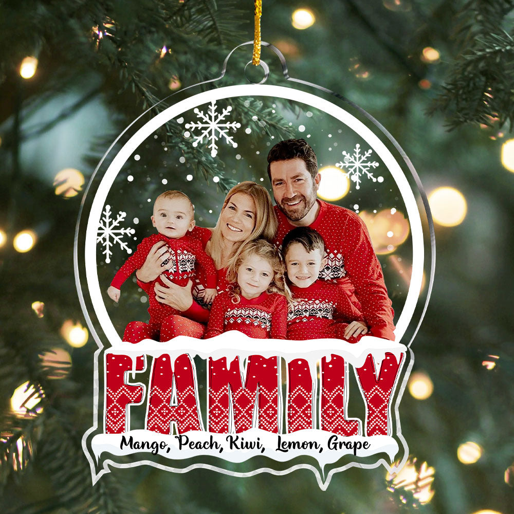 Personalized Acrylic Ornament - Christmas Gift For Family - Snowball With Family Photo AC