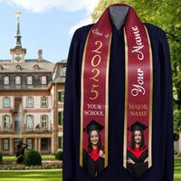 Thumbnail for Custom 2 Photos Class of 2024 Graduation Stoles/Sash, Graduation Gift FC