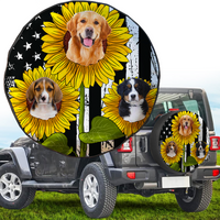 Thumbnail for Personalize Pet Photo American Flag Sunflower Spare Tire Cover, Gift For Dog Cat Lovers JonxiFon