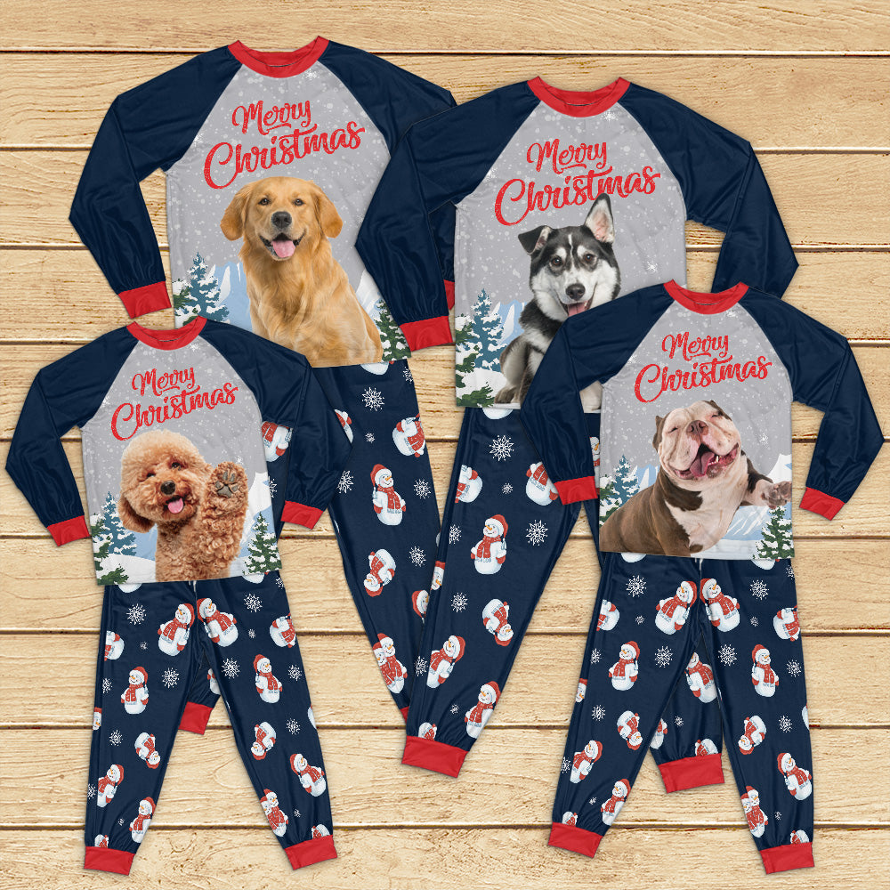 Personalized Raglan Pajamas Set - Christmas Gift For Pet Lovers - Snowman Pattern Merchize