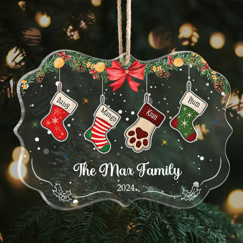 Custom Christmas Stockings Hanging Family Printed Acrylic Ornament, Christmas Gift FC