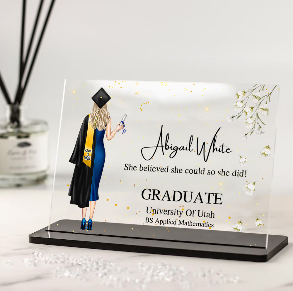 Custom Class of 2024 Graduate Acrylic Plaque With Black Stand, Graduation Gift FC