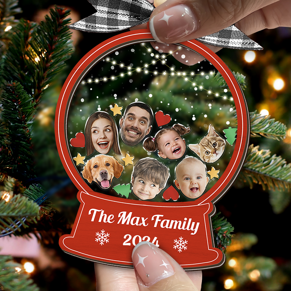 Personalized Shaker Ornament - Christmas Gift For Family - Funny Family Photo FC