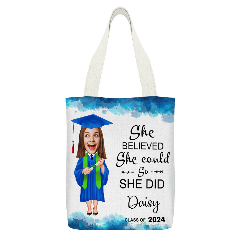 Personalized Face Photo Cut Out 2024 Senior Tote Bag, Graduation Gift