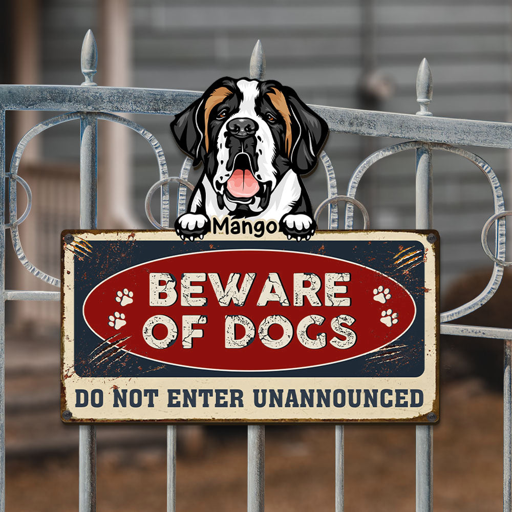 Personalized Metal Sign - Gift For Dog Lovers - Beware Of Dog Sign AZ
