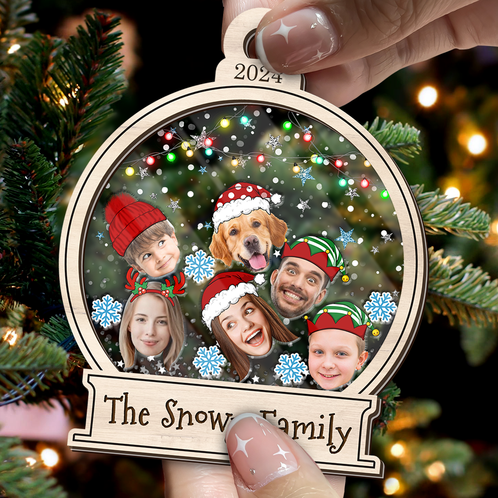 Personalized Shaker Ornament - Christmas Gift For Family - Cute Family Face Photo FC