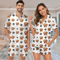 Thumbnail for Personalized Pet Face Cutout Men and Women Short Pajamas Set, Best Sleepwear For Pet Lovers AB
