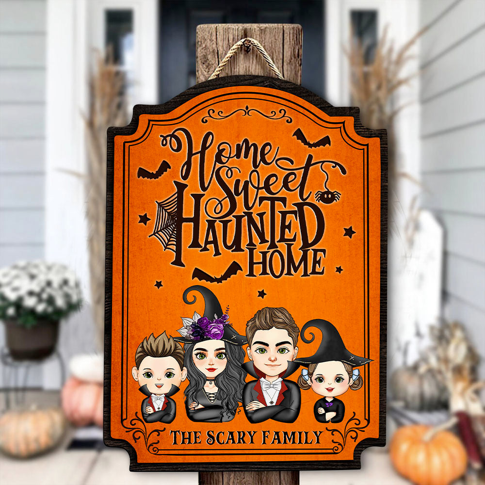 Personalized Shaped Door Sign - Halloween Gift For Family - Home Sweet Haunted Home AE