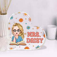 Thumbnail for Custom Name With Flowers Retro Magic Heart Shaped Acrylic Plaque, Gift For Her AA