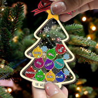 Thumbnail for Personalized Shaker Ornament - Christmas Gift For Family - Christmas Tree Colorful Glitter Baubles FC