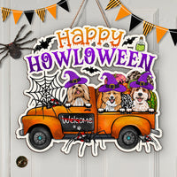 Thumbnail for Personalized Shaped Doorsign- Gift For Dog Lovers- Happy Howloween Witched Dogs AE