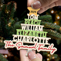 Thumbnail for Personalized Wooden Ornament Cutout - Christmas Gift For Family - Multicolor Family Christmas Tree FC