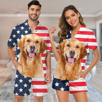 Thumbnail for Custom Pet Photo Men And Women Short Pajamas Set, Best Sleepwear For Dog Cat Lovers AB