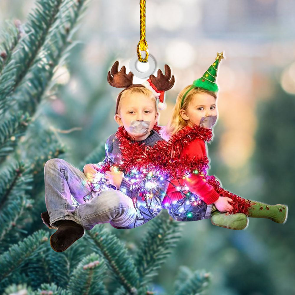 Personalized Acrylic Ornament - Christmas Gift For Family - Photos Of Naughty Kids AC