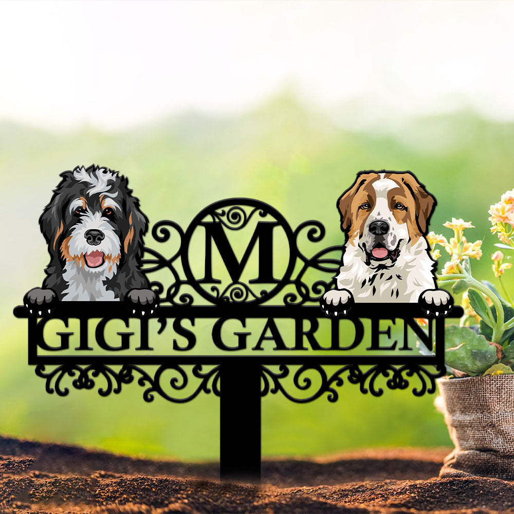 Personalized Metal Yard Sign With Stakes - Gift For Pet Lovers - Dog Cat Address Monogram Sign AZ