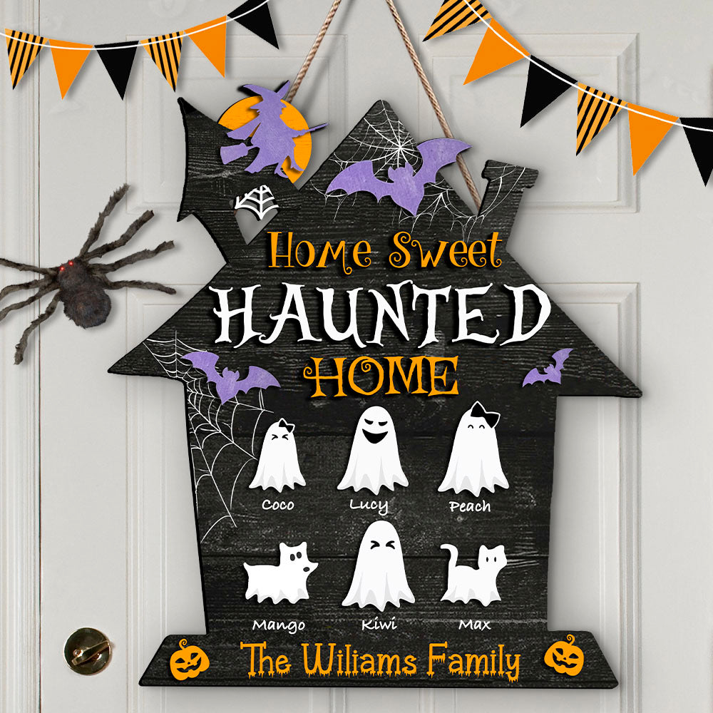 Personalized Shaped Door Sign - Halloween Gift For Family - Welcome To Our Boo-tiful Family Lair AE