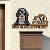 Thumbnail for Personalized Metal Sign - Gift For Pet Lovers - Colorful Dog Cat Address Monogram Sign AZ