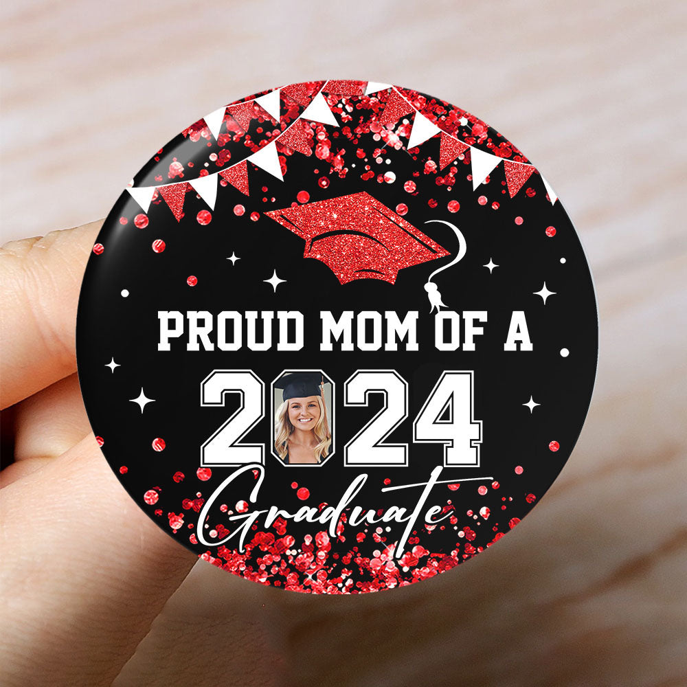 Personalized Proud Family 2024 Graduation Glitter Color Pin Button Badge, Graduation Gift