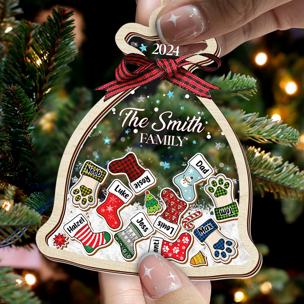 Personalized Shaker Ornament - Christmas Gift For Family - Santa Sack Ornament With Names FC