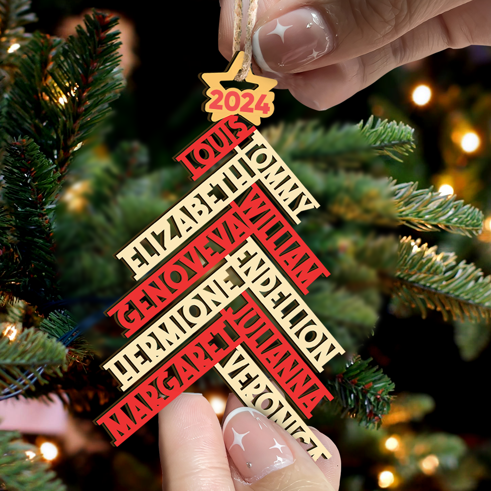 Personalized Wooden Ornament Cutout - Christmas Gift For Family - 2023 Family Christmas Tree FC