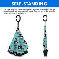 Thumbnail for Custom Dog Cat Photo With Name Windproof Reverse Upside Down C-Handle Double Layer Umbrella, Pet Lover Gift JonxiFon