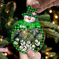 Thumbnail for Personalized Shaker Ornament - Christmas Gift For Grandma - Multicolor Grandma Mom Snowman And Kids AC