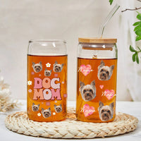Thumbnail for Custom Dog Mom Cat Mom Photo Glass Bottle/Frosted Bottle With Lid & Straw, Pet Lover Gift AF