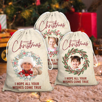 Thumbnail for Personalized Santa Sack - Christmas Gift For Family - Christmas Wreath Family Photo AB