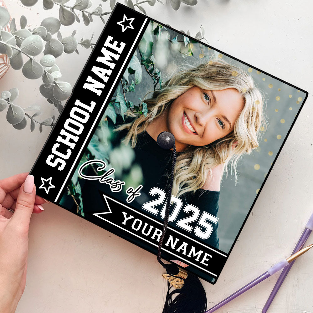 Personalized Class Of 2025 Photo Graduation Cap Topper, Decorations For Grad Cap FC