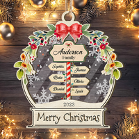 Thumbnail for Personalized Wooden & Acrylic Layered Ornament - Christmas Gift For Family - Family Name Signboard with Snow AC