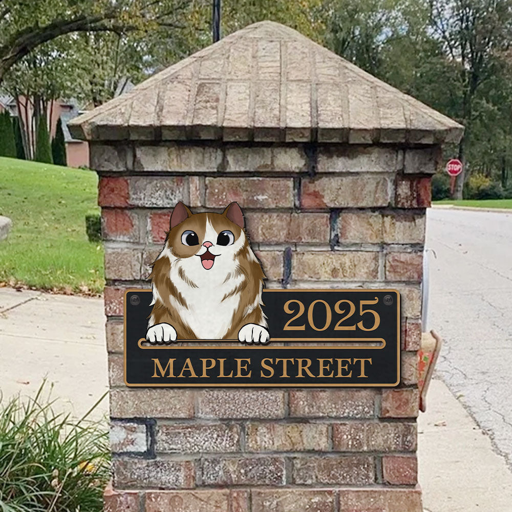 Personalized Metal Sign - Gift For Pet Lover - Cute Dog Cat Address Sign AZ