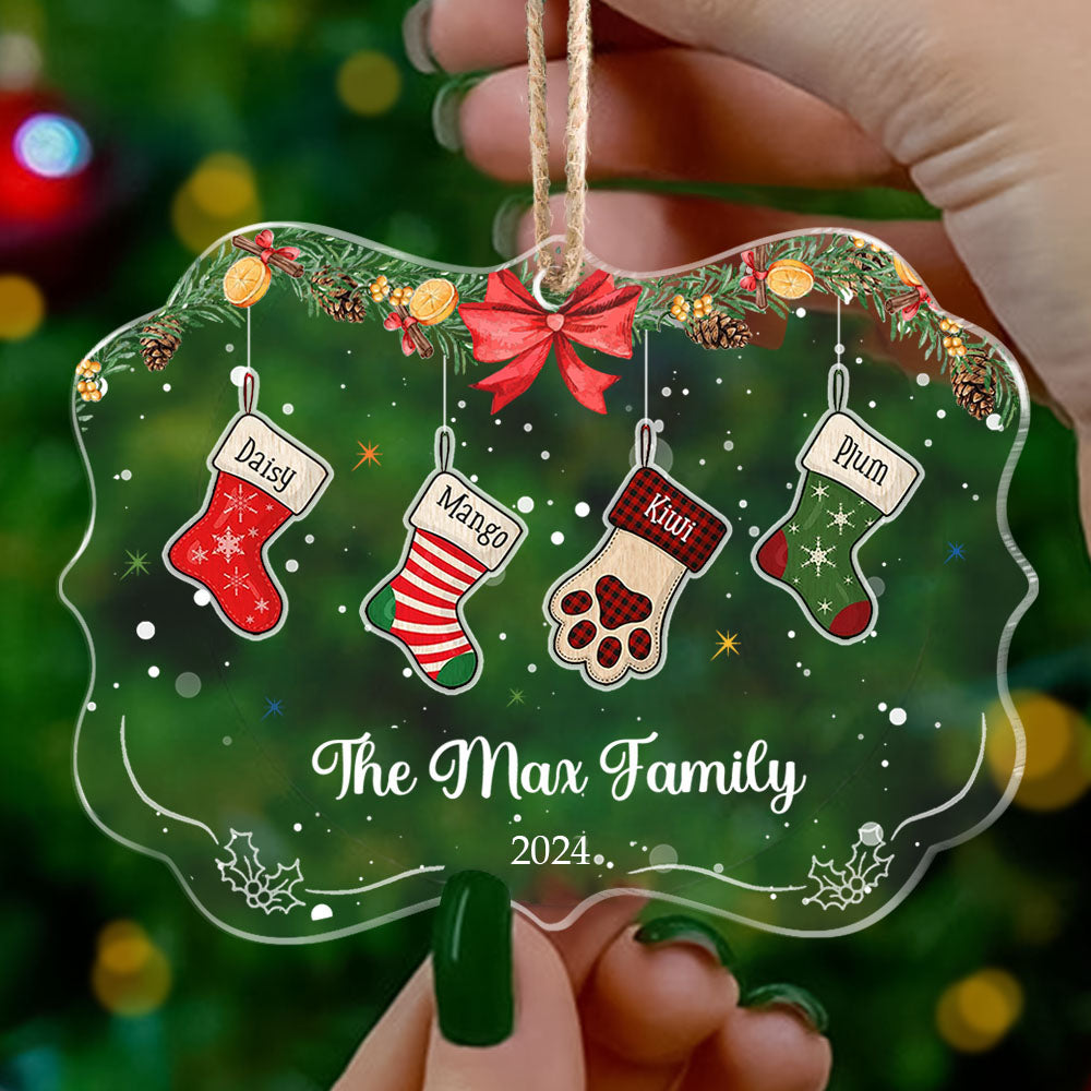 Custom Christmas Stockings Hanging Family Printed Acrylic Ornament, Christmas Gift FC