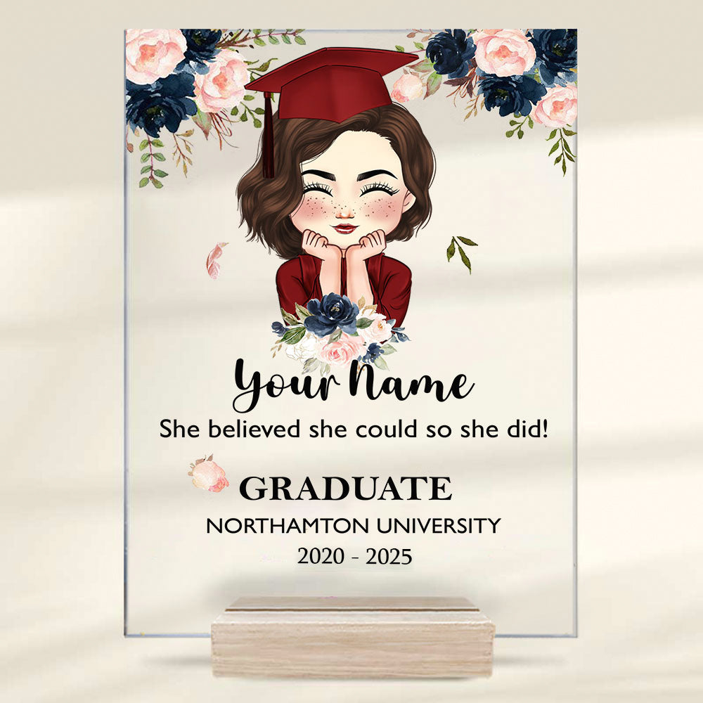 Personalized Face Senior Class Of 2025, Graduation Acrylic Plaque With Stand