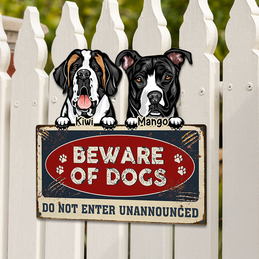 Personalized Metal Sign - Gift For Dog Lovers - Beware Of Dog Sign AZ
