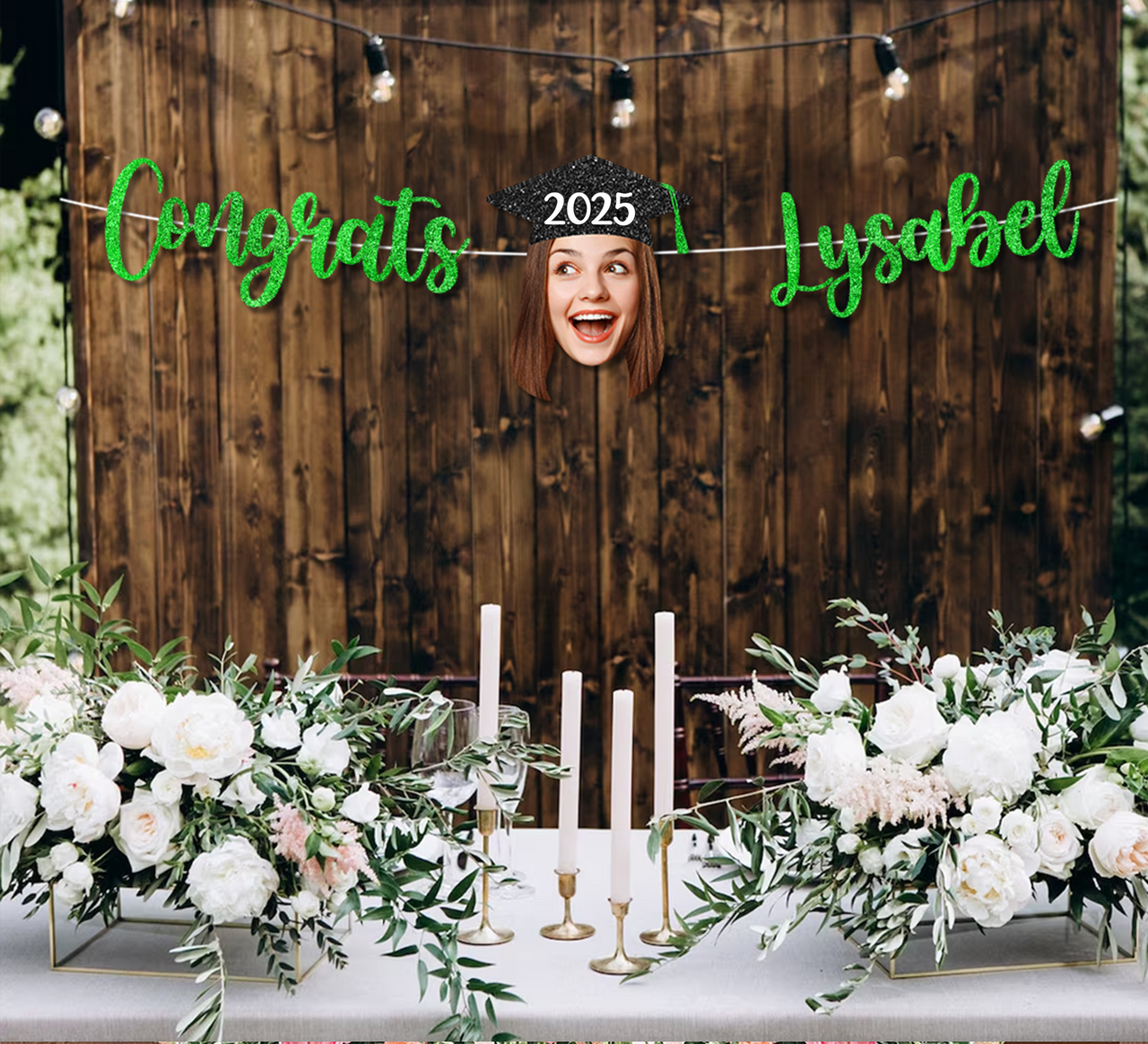 Custom Congrats With Face Photo Glitter Graduation Set Of Banners 2025, Graduation Decorations