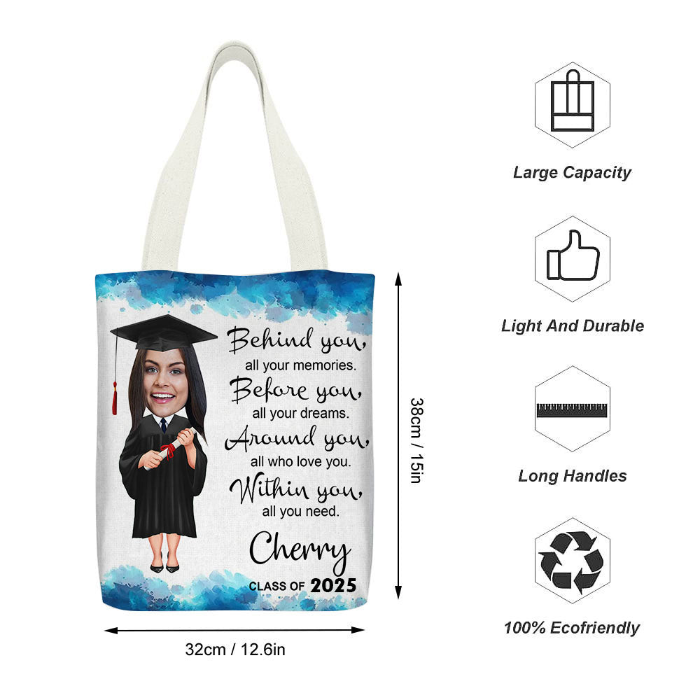 Personalized Face Photo Cut Out 2025 Senior Tote Bag, Graduation Gift