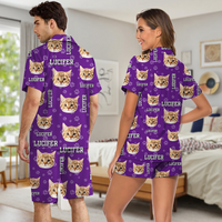 Thumbnail for Personalized Photo Everywhere With My Pets Men And Women Short Pajamas Set, Best Sleepwear For Dog Cat Lovers AB