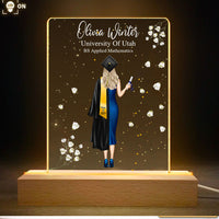 Thumbnail for Custom Happy Graduation 3D LED Light With Rectangular Wooden Base, Graduation Gift