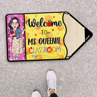 Thumbnail for Custom Welcome To Teacher Classroom Pencil Shaped Doormat, Gift For Teacher AB