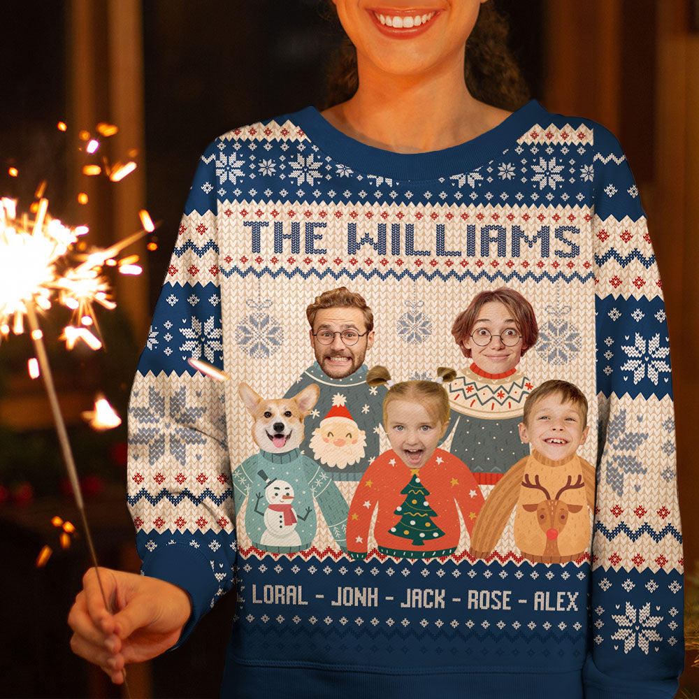 Personalized Ugly Christmas Sweater - Christmas Gift For Family - Funny Family Photo AB