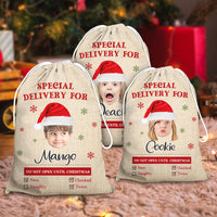 Thumbnail for Personalized Santa Sack - Christmas Gift For Family - Gunny Pattern Face Photo AB