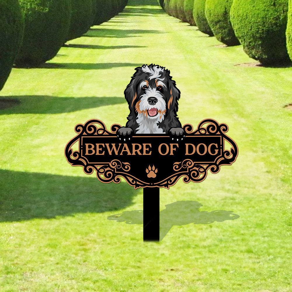 Personalized Metal Yard Sign With Stakes - Gift For Pet Lovers - Colorful Beware Of Dog Cat AZ