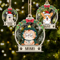 Thumbnail for Personalized Acrylic Ornament - Christmas Gift For Pet Lovers - Funny Dog Cat With Name AC