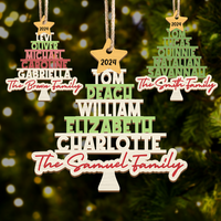 Thumbnail for Personalized Wooden Ornament Cutout - Christmas Gift For Family - Multicolor Family Christmas Tree FC