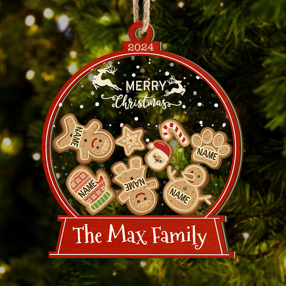 Personalized Shaker Ornament - Christmas Gift For Family - Happy Gingerbread Family FC